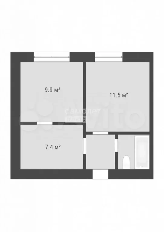 2-к. квартира, 34 м, 1/9 эт. - Фото 0
