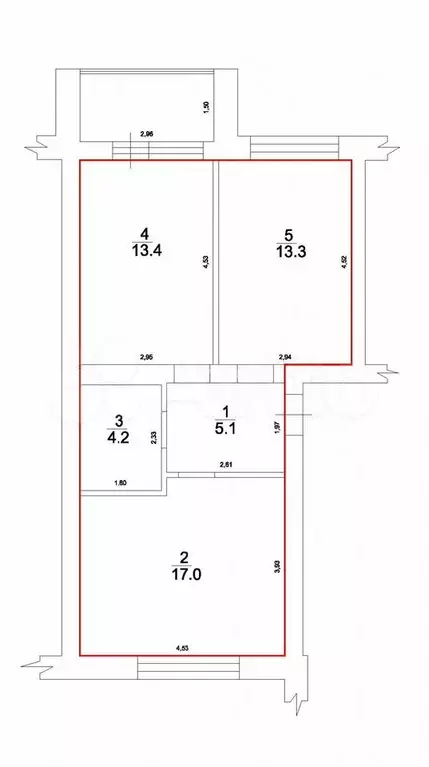 2-к. квартира, 53 м, 2/5 эт. - Фото 0