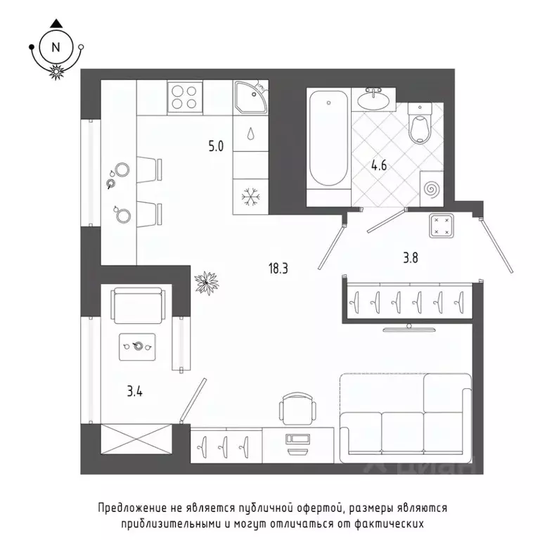 Студия Санкт-Петербург бул. Измайловский, 9 (33.4 м) - Фото 0