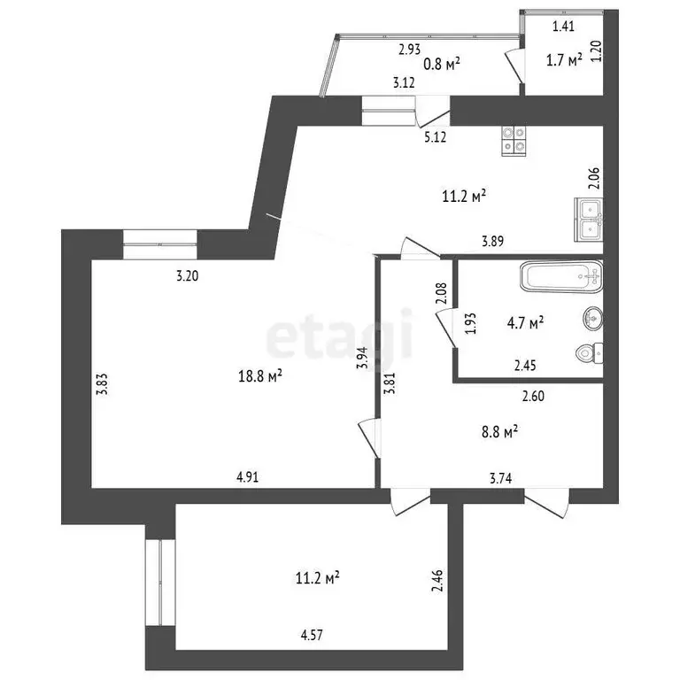2-комнатная квартира: Чита, Боровая улица, 9 (57.2 м) - Фото 1