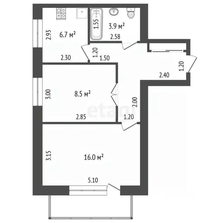 2-к кв. Ростовская область, Аксай Садовая ул., 12 (49.8 м) - Фото 2