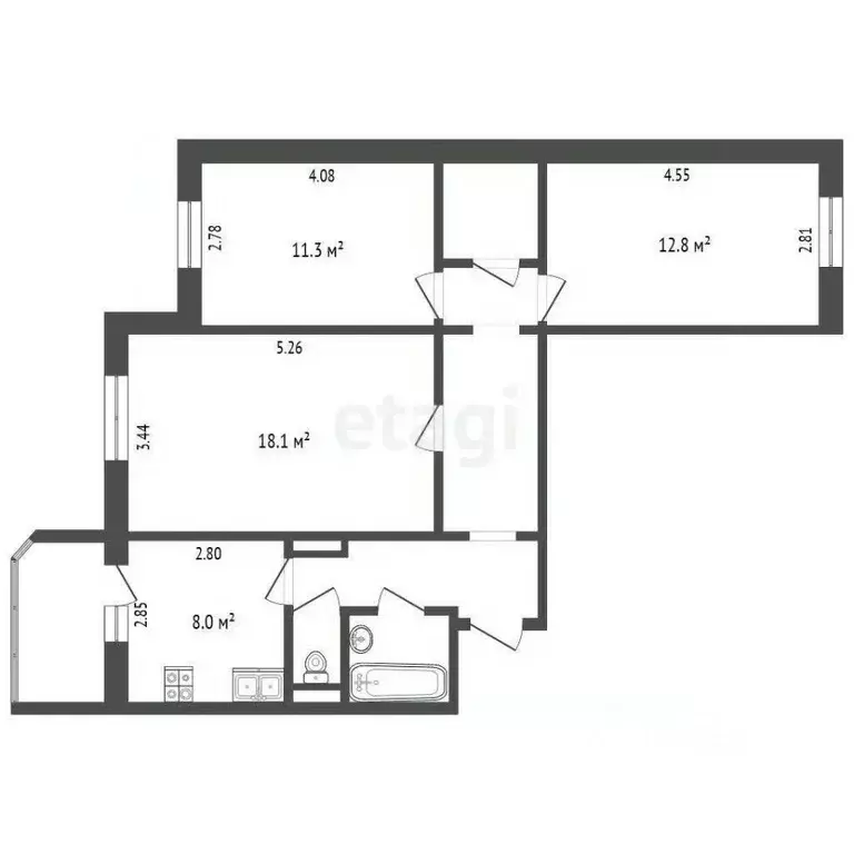 3-к кв. Ханты-Мансийский АО, Сургутский район, Барсово пгт Обская ул., ... - Фото 0