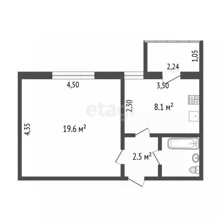 1-к кв. Омская область, Омск Арктическая ул., 37 (34.0 м) - Фото 1