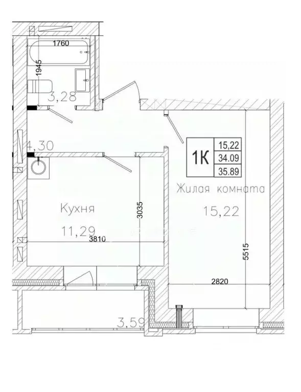 1-к кв. Новосибирская область, Новосибирск 1-я Шоссейная ул., 56 (35.0 ... - Фото 1