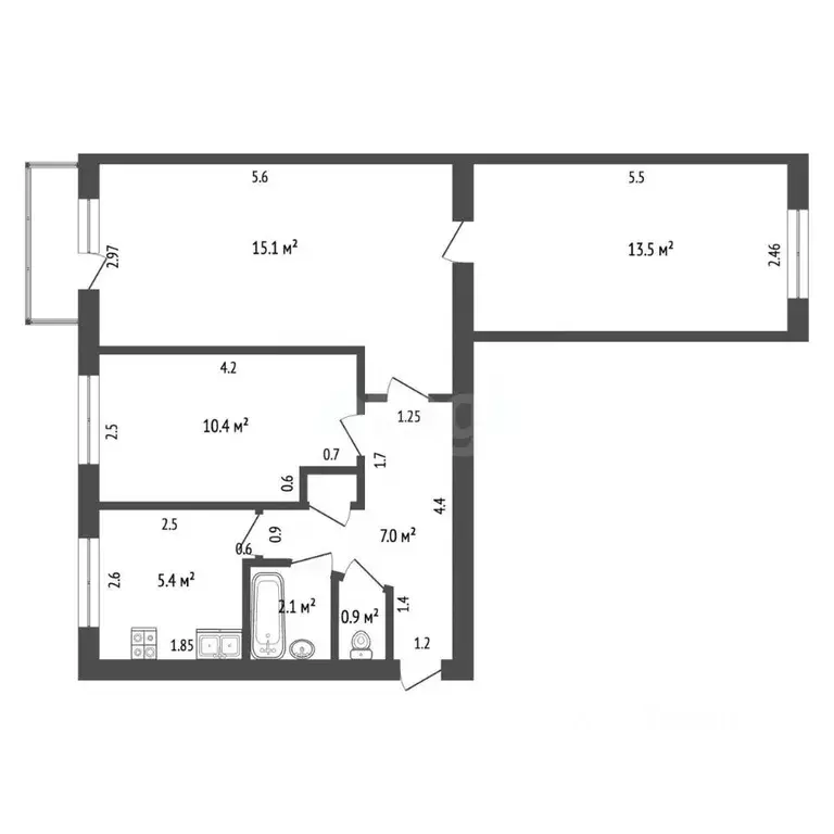 3-к кв. Мордовия, Саранск ул. Богдана Хмельницкого, 65 (54.7 м) - Фото 2