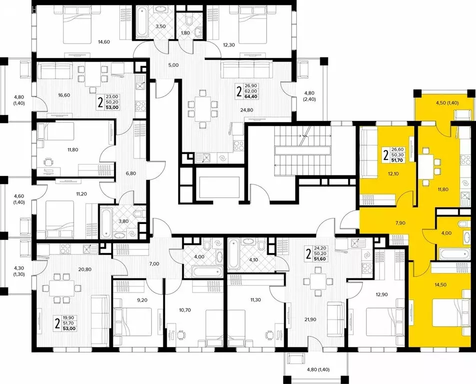 2-комнатная квартира: Сукко, жилой комплекс Кипарис (51.7 м) - Фото 1