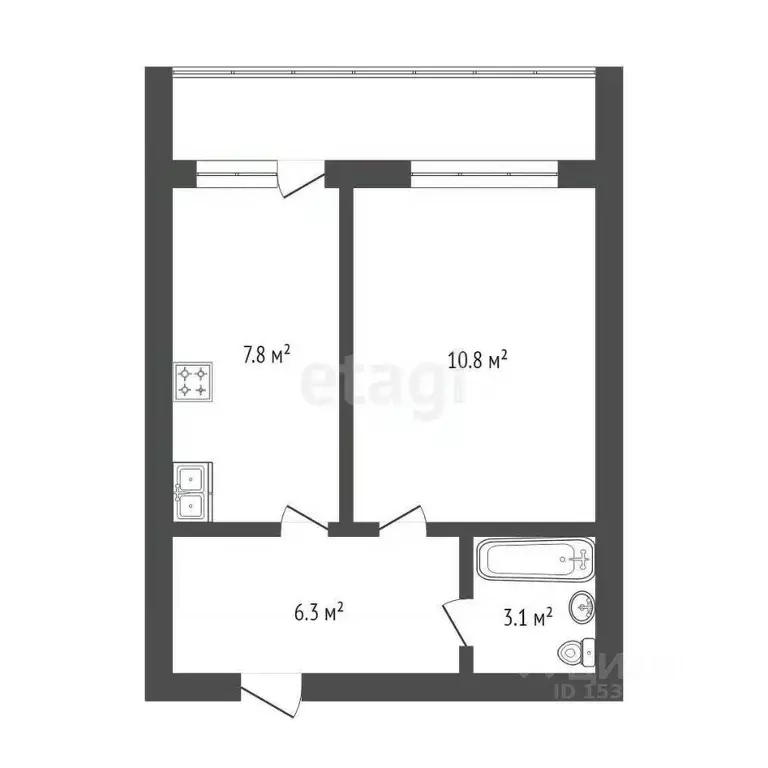 1-к кв. Тюменская область, Тобольск 7-й мкр, 49А (28.0 м) - Фото 1