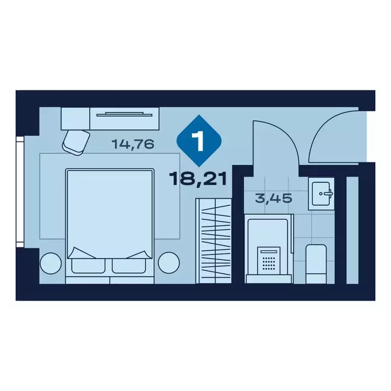 1-комнатная квартира: Челябинская область, Миасс (18.21 м) - Фото 1