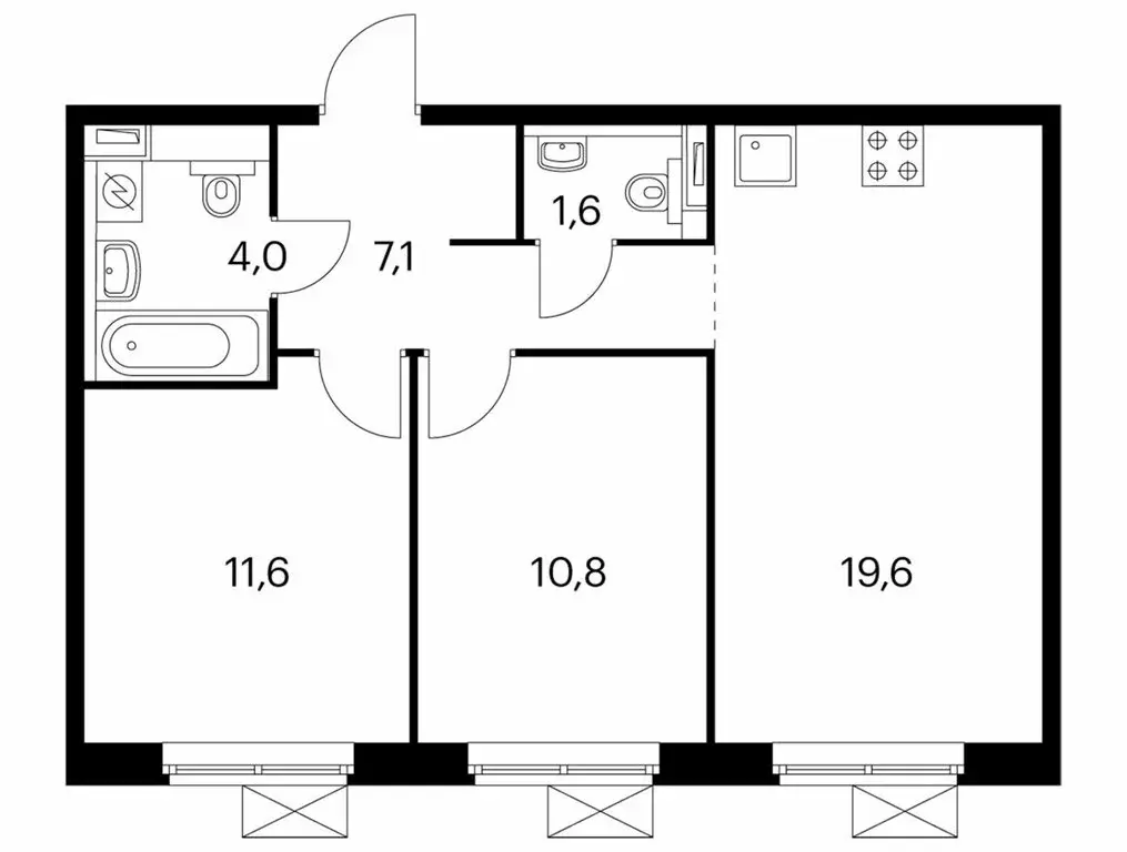2-комнатная квартира: Котельники, микрорайон Парковый, 11 (54.7 м) - Фото 1
