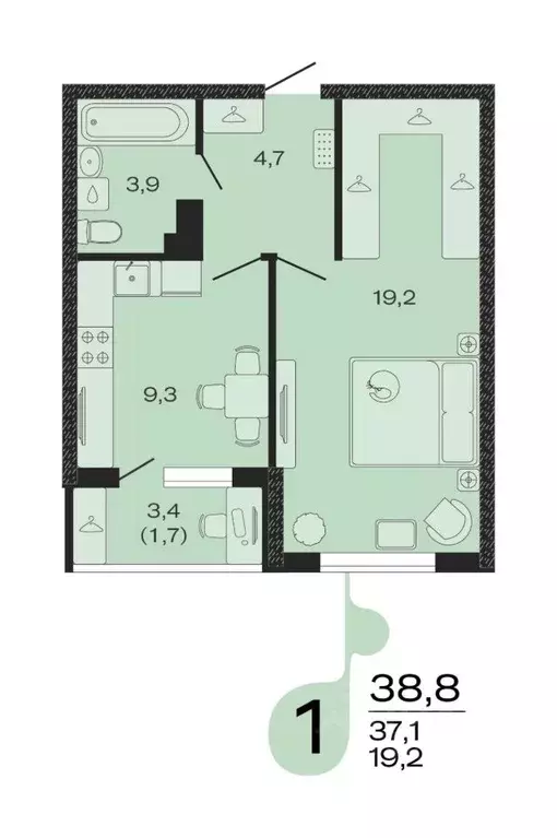 1-к кв. Краснодарский край, Новокубанск Капланово мкр, Эво жилой ... - Фото 1