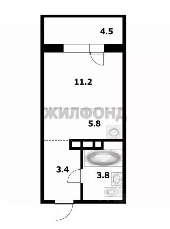 1-к кв. Новосибирская область, Обь Октябрьская ул., 5 (24.1 м) - Фото 1
