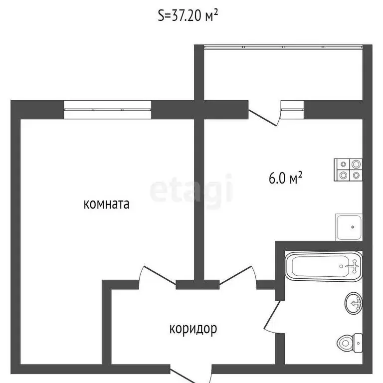 1-комнатная квартира: Тамбов, Бастионная улица, 41 (37.2 м) - Фото 0