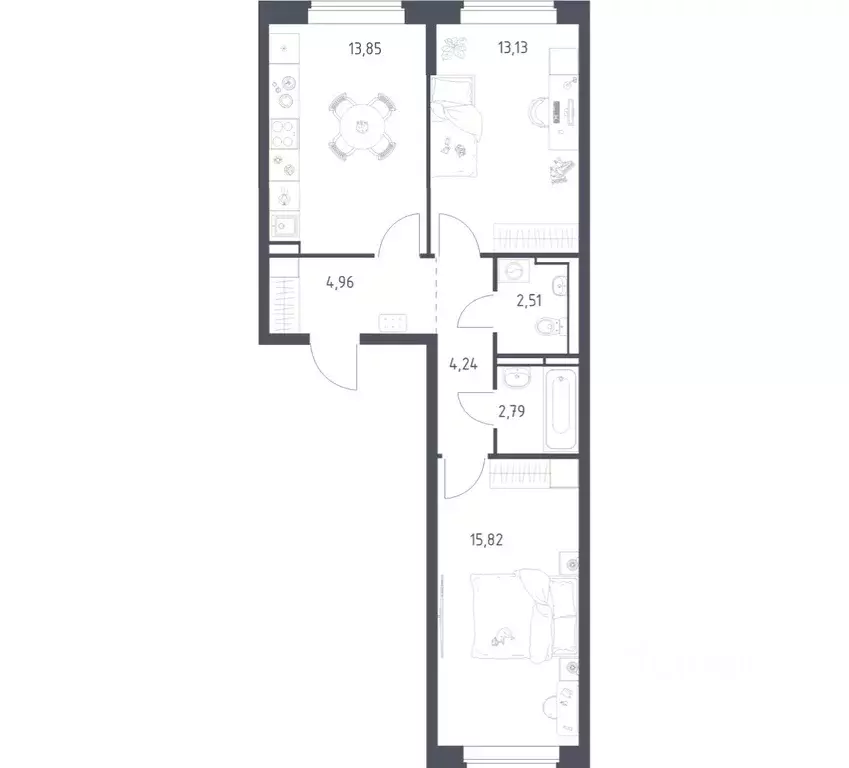 2-к кв. Московская область, Ленинский городской округ, д. Калиновка ... - Фото 1