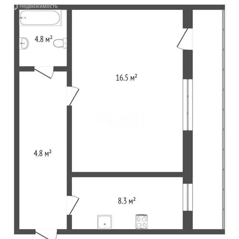 1-комнатная квартира: Севастополь, улица Богданова, 33 (36 м) - Фото 0
