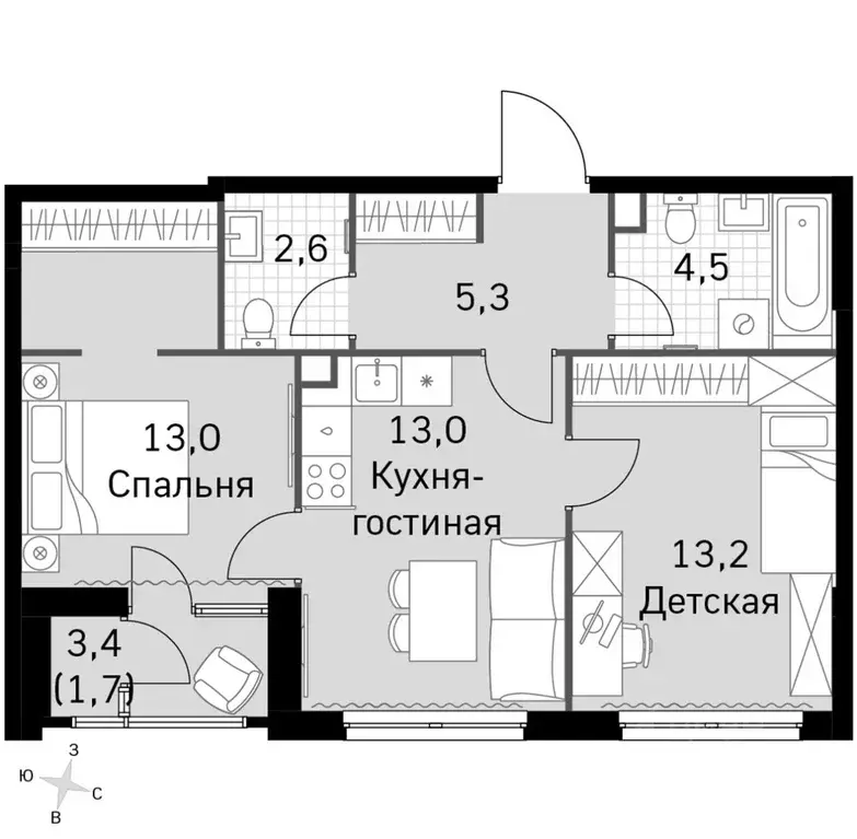 2-к кв. Москва Строительный проезд, 9 (53.3 м) - Фото 0