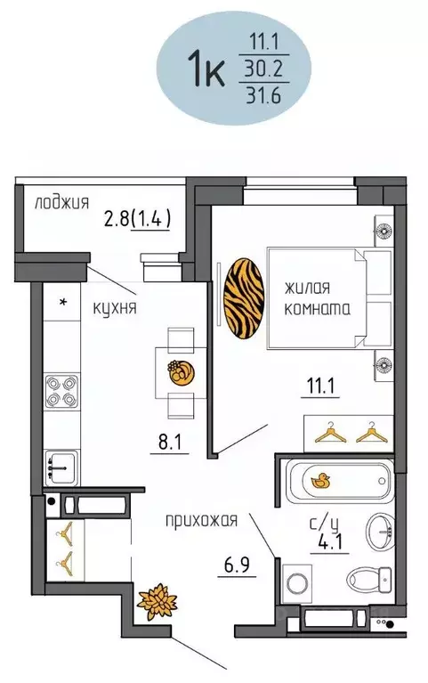 1-к кв. Пермский край, Пермь Ижевская ул., 38 (31.6 м) - Фото 1