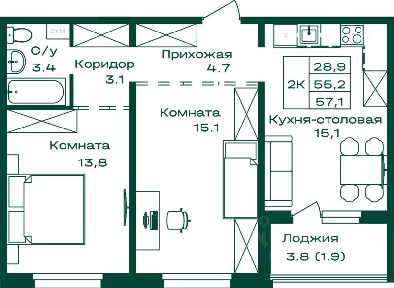 2-к кв. Алтай, Майминский район, с. Майма Алтайская ул., 2АК1 (57.1 м) - Фото 0