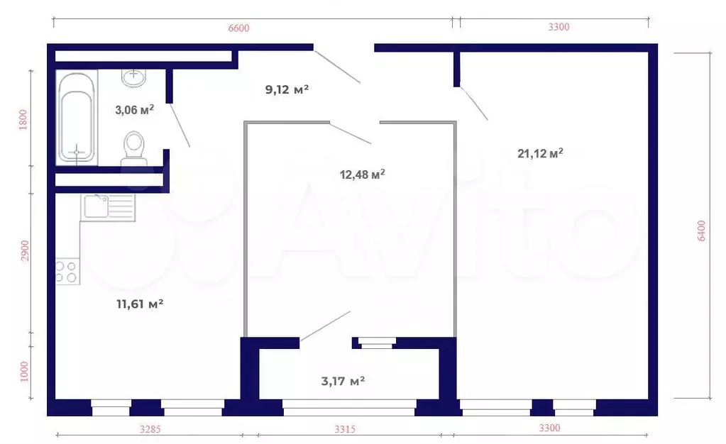 2-к. квартира, 60,6 м, 8/9 эт. - Фото 1