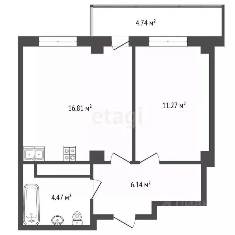 1-к кв. Тюменская область, Тюменский муниципальный округ, д. Патрушева ... - Фото 1