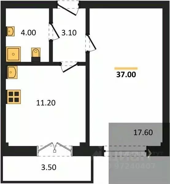 1-к кв. Воронежская область, Воронеж Цимлянская ул., 10В (37.0 м) - Фото 0