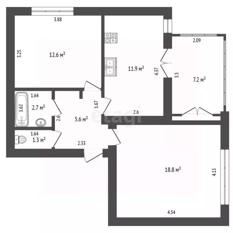 2-к кв. Калининградская область, Калининград Комсомольская ул., 102 ... - Фото 1