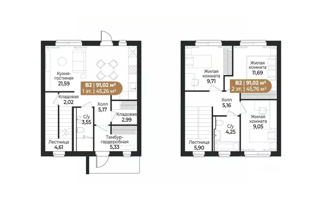 Таунхаус в Ленинградская область, Всеволожск ш. Южное (91 м) - Фото 1