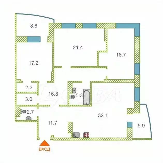 3-к кв. Тюменская область, Тюмень ул. Мельникайте, 30 (131.1 м) - Фото 2