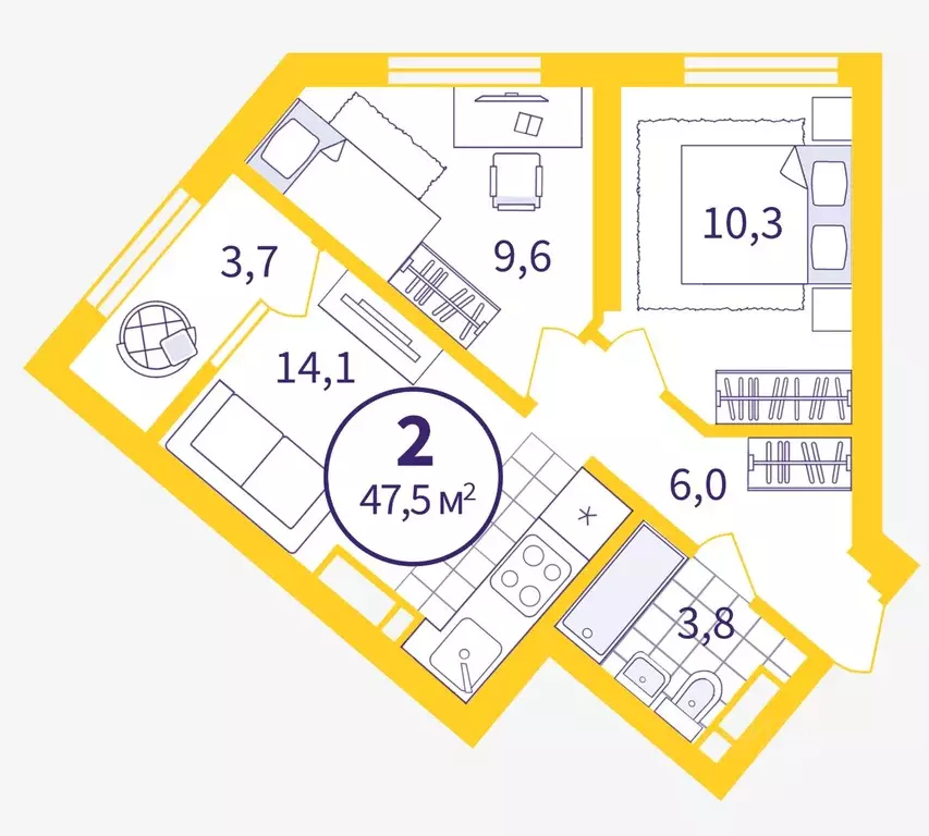 2-к кв. Свердловская область, Екатеринбург ул. Советская, 19Б (45.68 ... - Фото 0