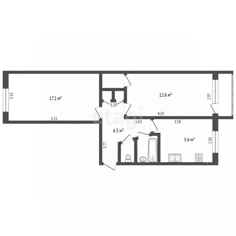2-к кв. Орловская область, Орловский муниципальный округ, пос. ... - Фото 2