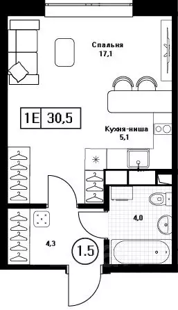 Студия Московская область, Пушкино Пушкино Град жилой комплекс, к2 ... - Фото 1