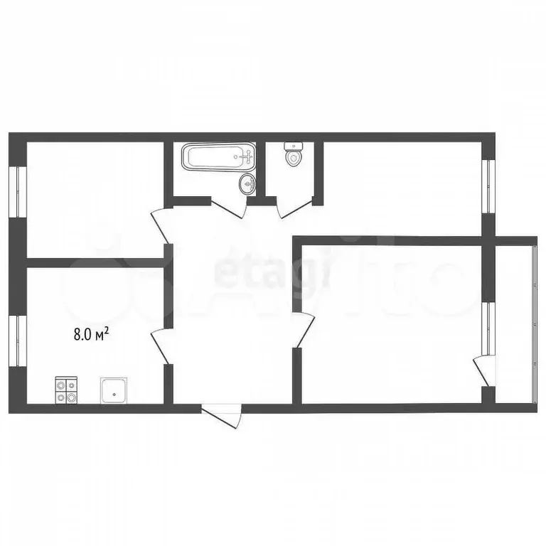 3-к. квартира, 57,7 м, 2/5 эт. - Фото 0