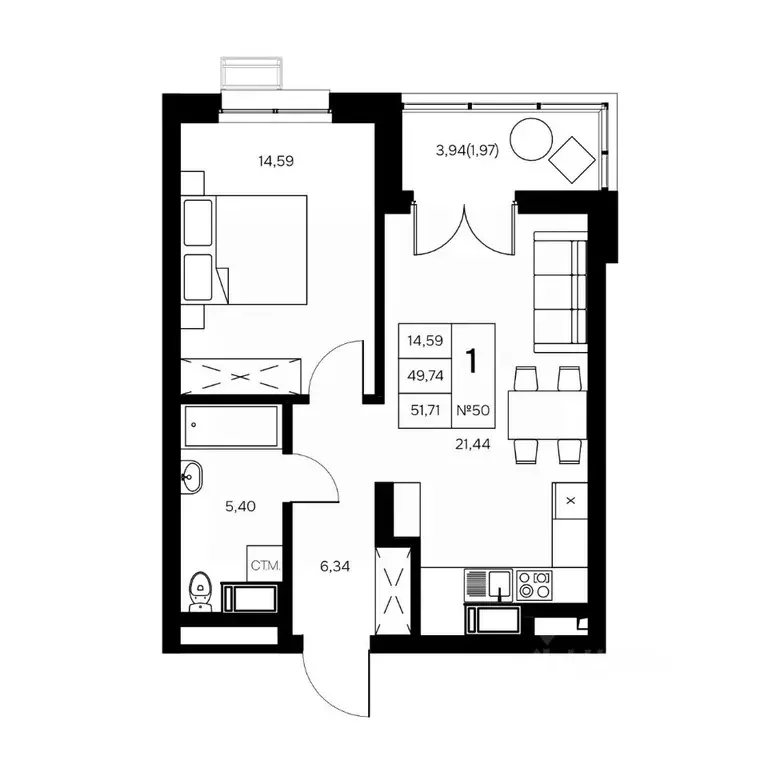 1-к кв. Калужская область, Обнинск Заовражье жилрайон, Новый город ... - Фото 1