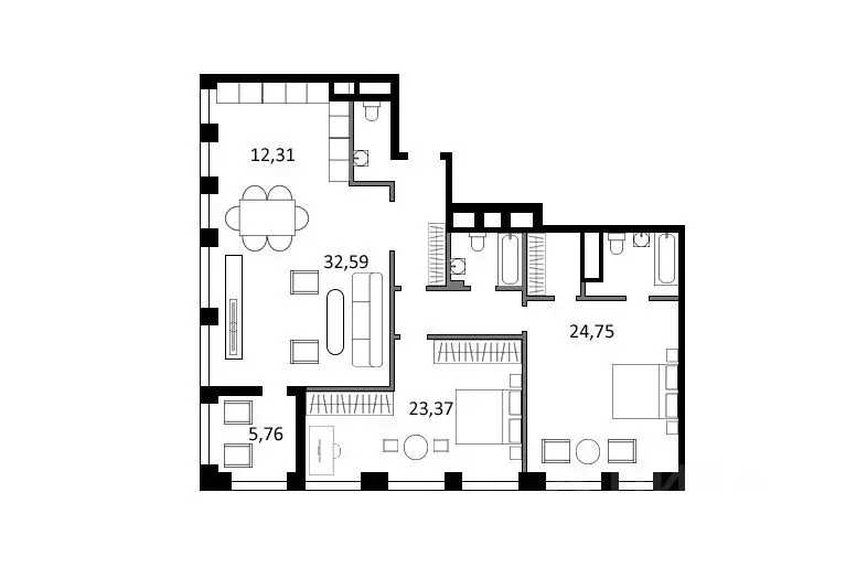 3-к кв. Москва ул. Усачева, 15 (124.0 м) - Фото 1