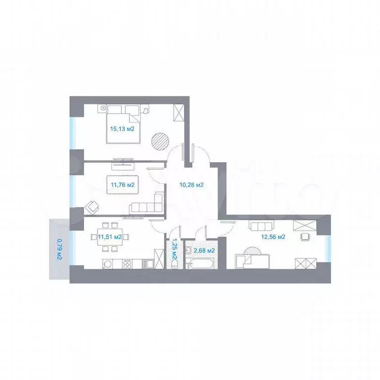 3-к. квартира, 65,4 м, 4/5 эт. - Фото 0