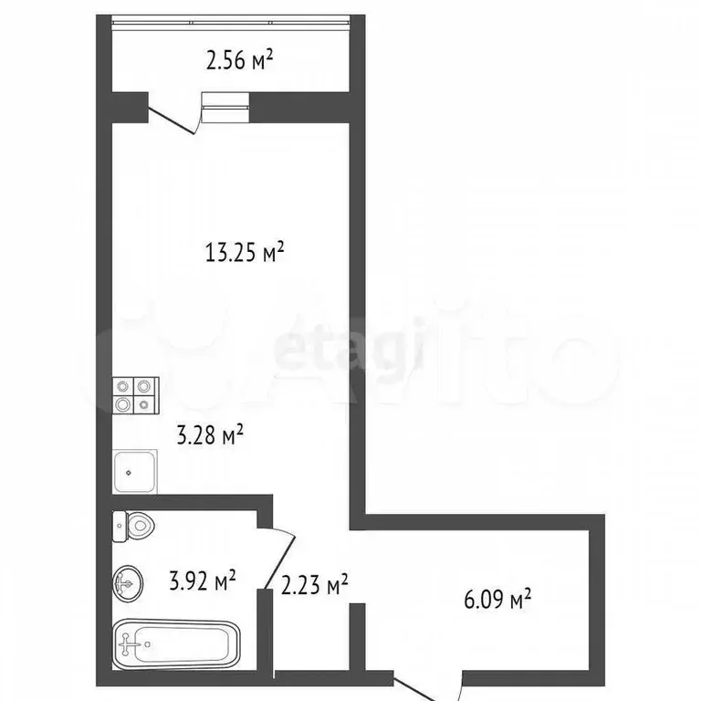 Квартира-студия, 28,7 м, 12/17 эт. - Фото 1