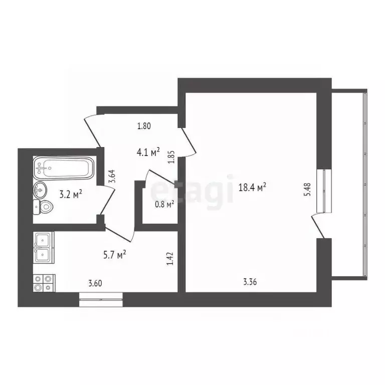 1-к кв. Крым, Первомайское пгт ул. Эдуарда Корпана, 11 (35.6 м) - Фото 1