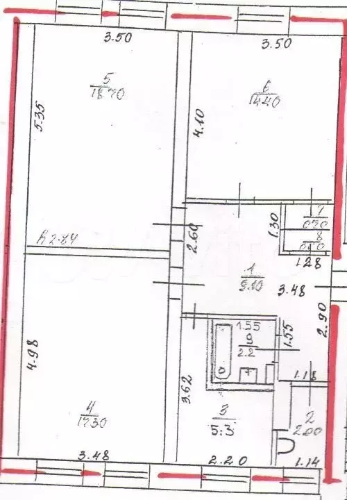 3-к. квартира, 70,3 м, 1/3 эт. - Фото 0