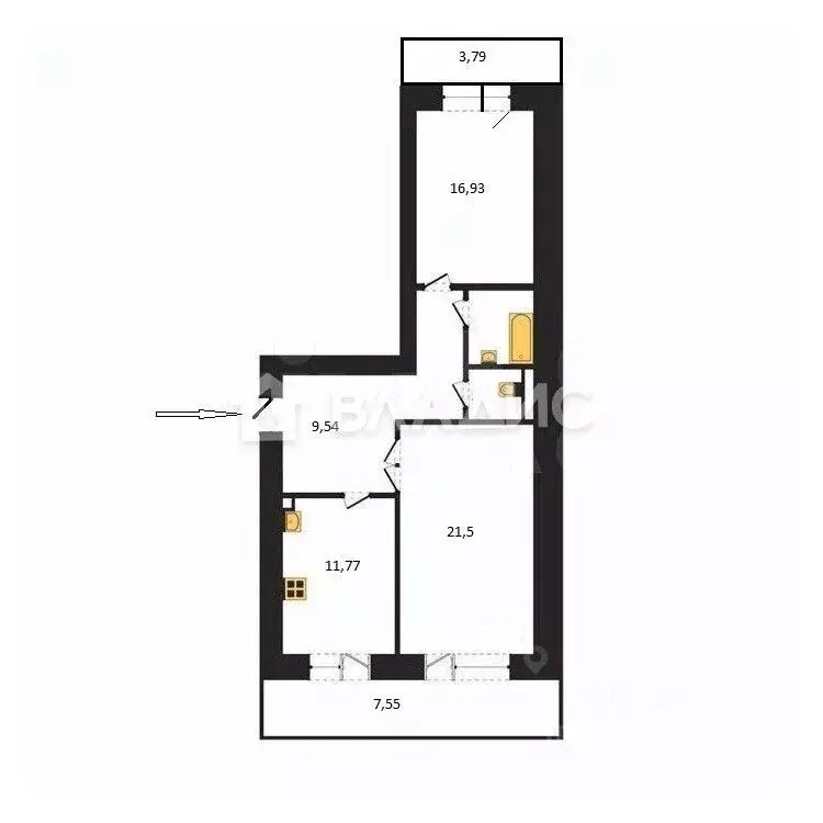 2-к кв. Воронежская область, Воронеж пер. Здоровья, 90Г (69.09 м) - Фото 2