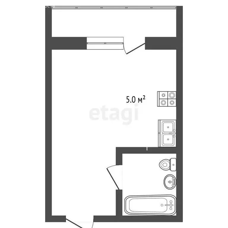 Квартира-студия: Тобольск, 15-й микрорайон, 39 (30 м) - Фото 1