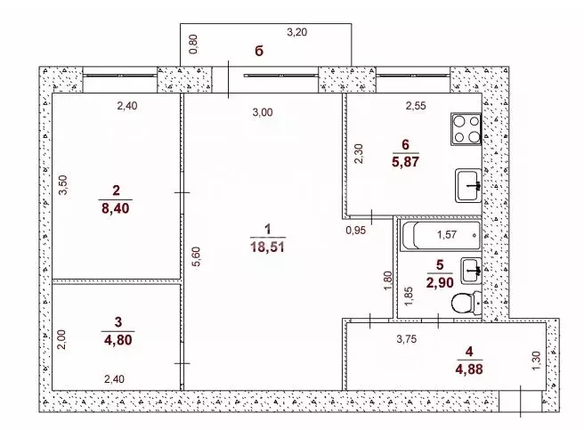 2-к кв. Ульяновская область, Ульяновск просп. 50-летия ВЛКСМ, 13 (45.4 ... - Фото 2