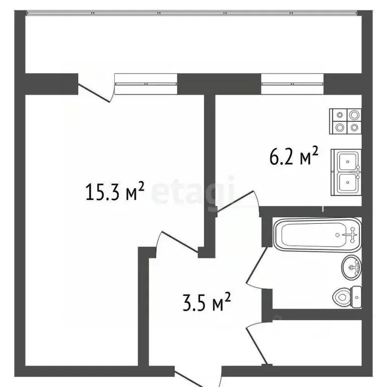 1-к кв. Татарстан, Набережные Челны 51-й комплекс, 1 (28.0 м) - Фото 2