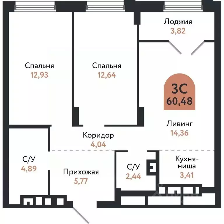 3-к кв. Томская область, Томск Черемошники мкр, ул. Бердская, 14/3 ... - Фото 1