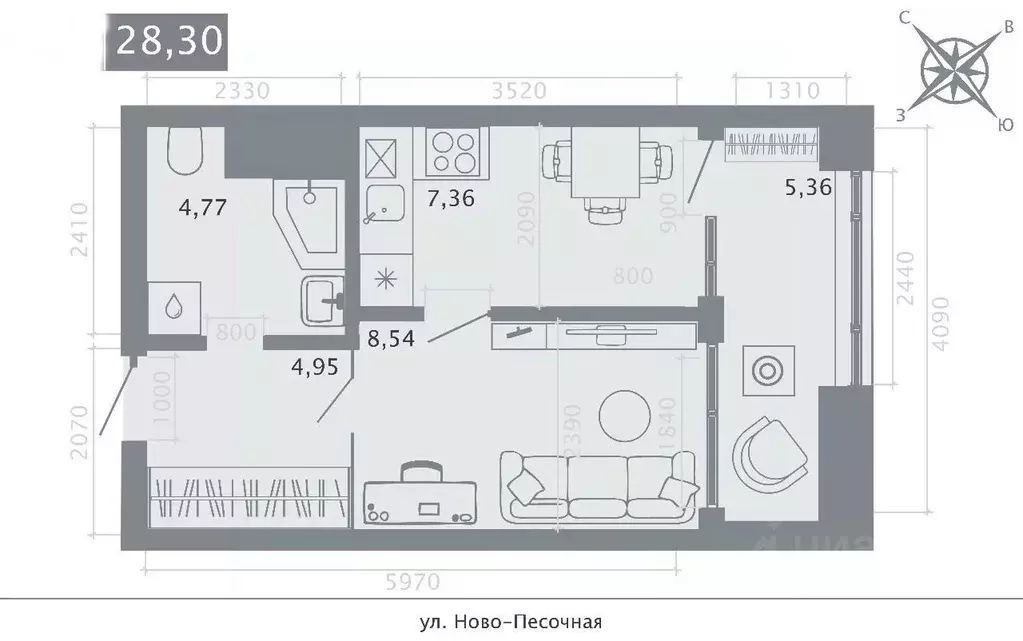 Студия Татарстан, Казань ул. Островского, 1/6 (28.5 м) - Фото 1