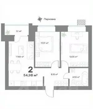 2-к кв. Нижегородская область, Выкса  (54.98 м) - Фото 0