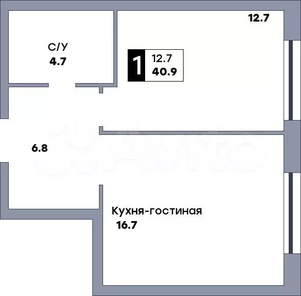 1-к. квартира, 40,9 м, 22/22 эт. - Фото 0