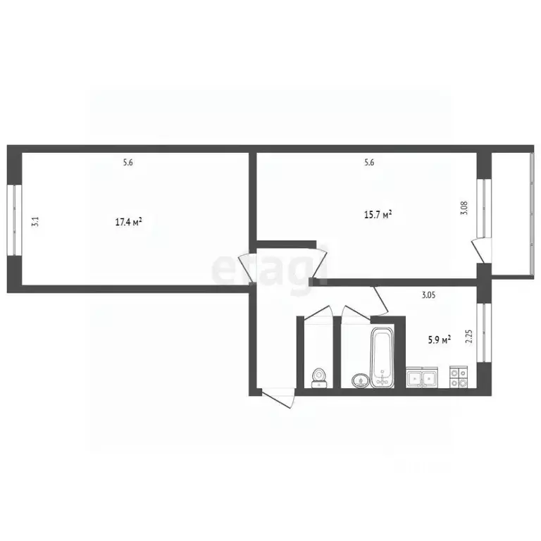 2-к кв. Томская область, Томск ул. Ференца Мюнниха, 9 (48.3 м) - Фото 2