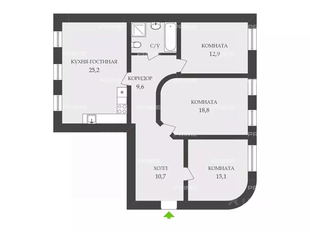 3-к кв. Москва Комсомольский просп., 3 (94.5 м) - Фото 1