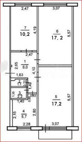 3-к. квартира, 60,9 м, 5/5 эт. - Фото 0