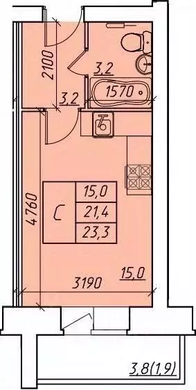Студия Вологодская область, Вологда  (23.3 м) - Фото 1