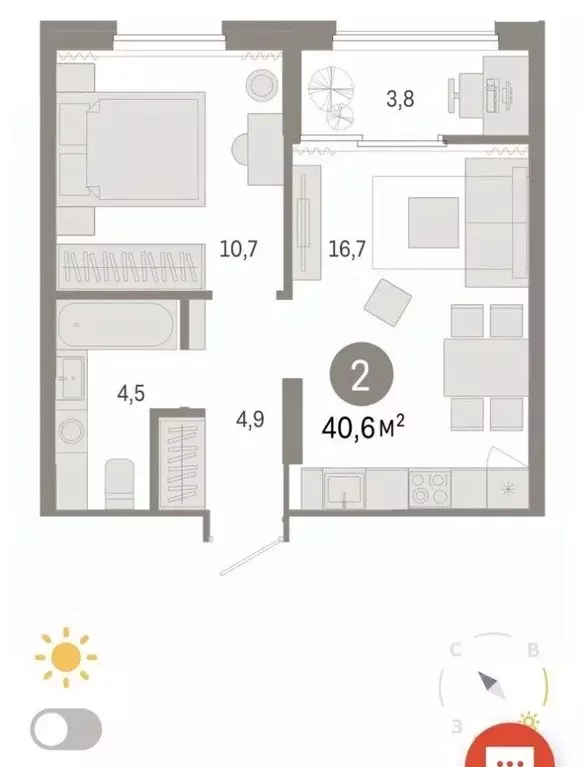 2-к кв. Свердловская область, Екатеринбург ул. Пехотинцев, 2В (40.6 м) - Фото 0